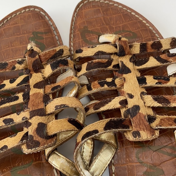 SAM EDELMAN GARLAND Leopard Leather Sandals s8 - Picture 5 of 10